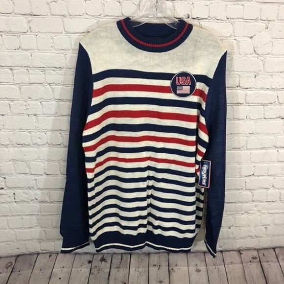 Tipsy Elves Classic USA Striped Sweater 4th of July - Picture 1 of 5